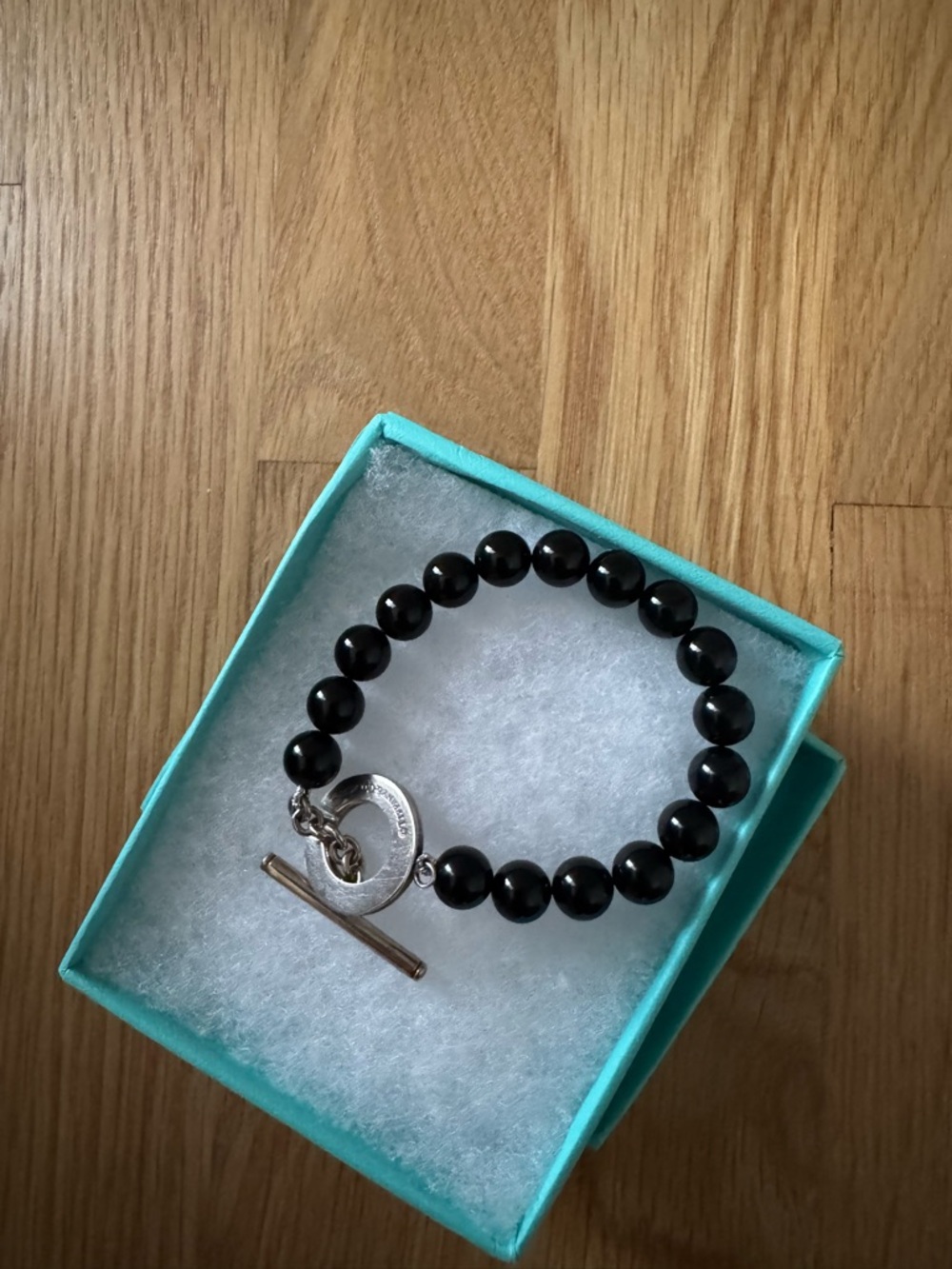 Tiffany & Co. Black Bead Bracelet with Silver Toggle - Picture 4 of 5